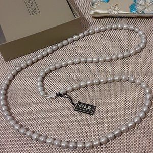 Cultured Pearl 8.0mm Ringed Barrel 36" Necklace